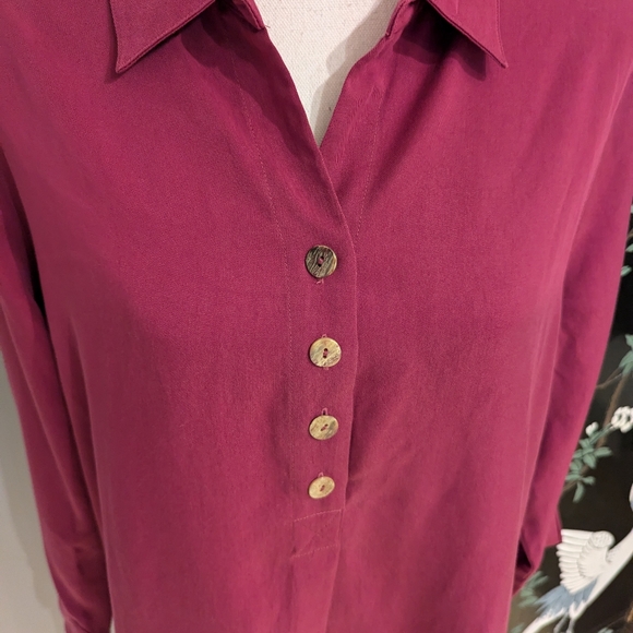 Soft Surroundings Hutton Popover Blouse Wmns Large PinkPurple Tencel Lyocell 136 - Picture 3 of 12